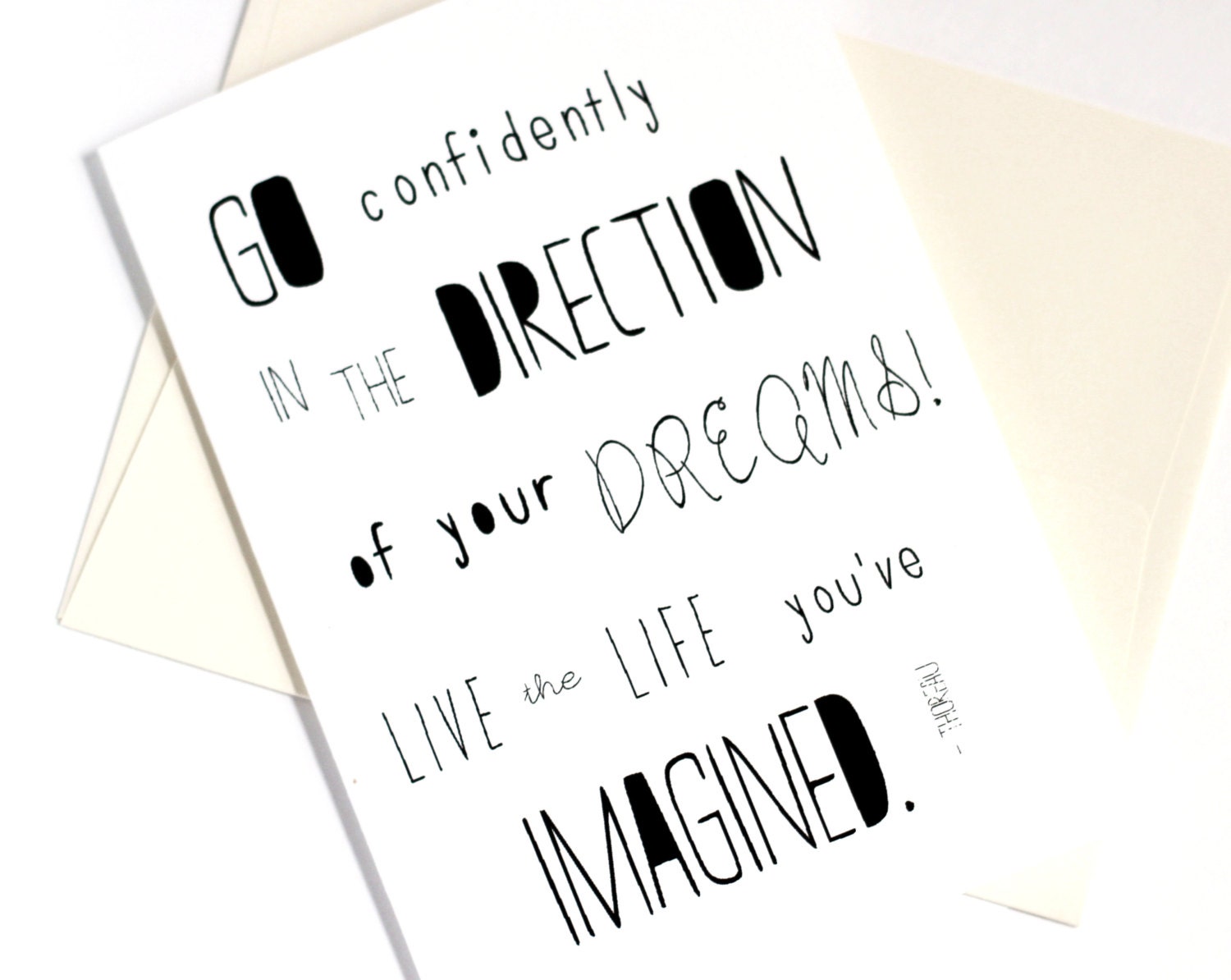 Go Confidently in the Direction of your Dreams- Graduation Card. Thoreau Quote. Dreamer Card. Inspiration Card.