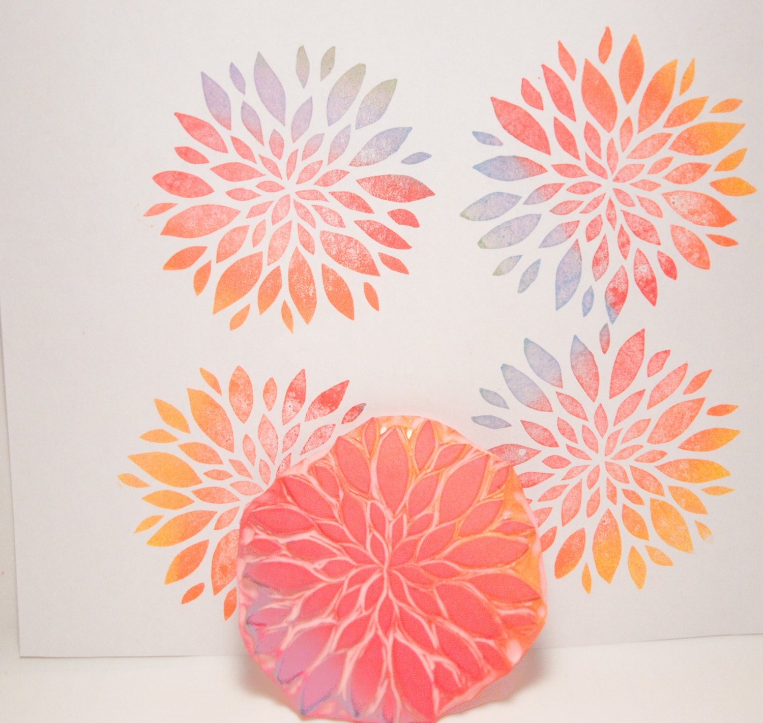 Blooming Flower Petal Rubber Stamp Hand Carved for Stamping Fabric, Cards, Paper