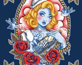 A4 Print of a Lady 'Making Waves' Illustration