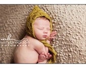Basketweave Knitted Newborn Bonnet in Lemongrass CHOICE OF COLORS Photo Prop