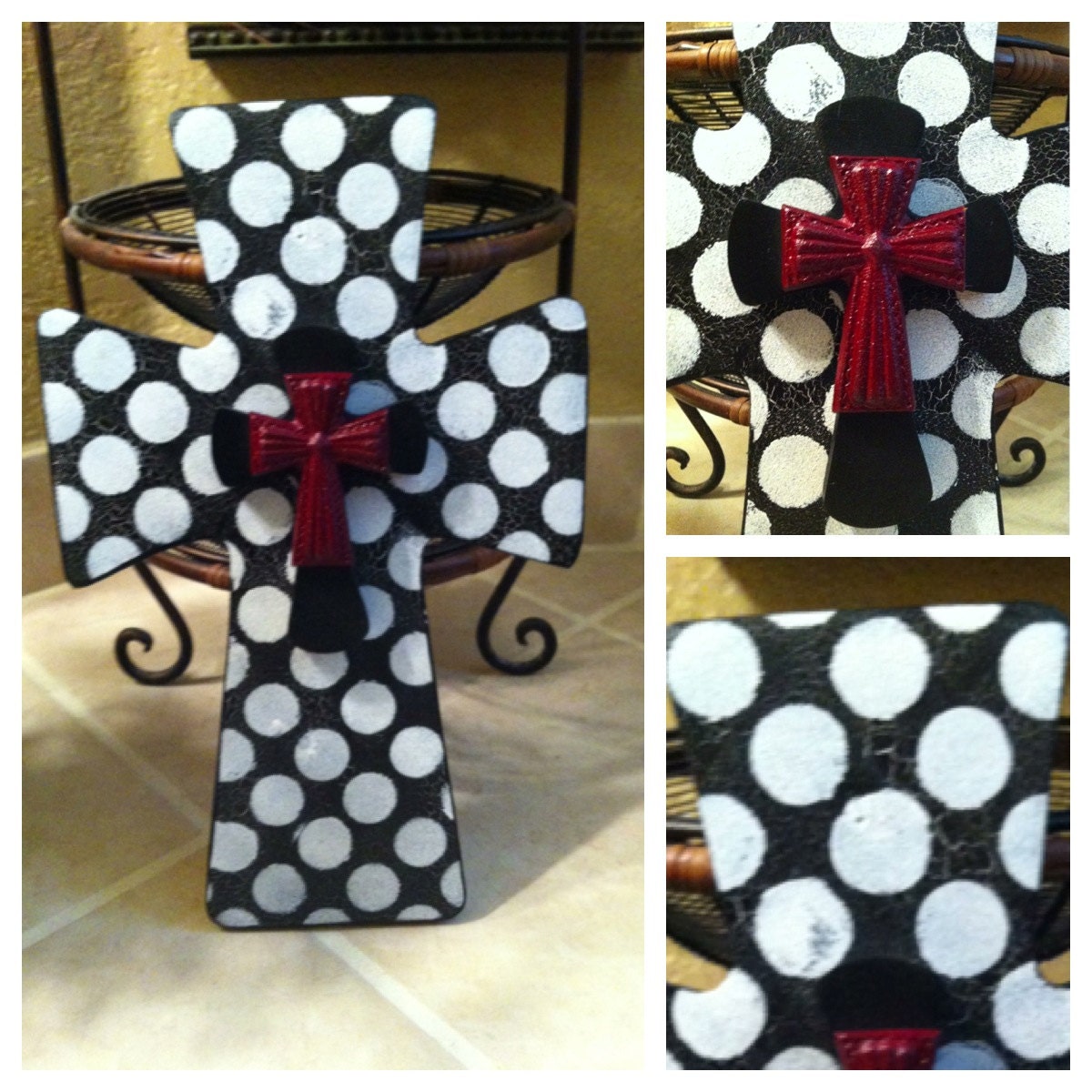 Polka Dot Wood Cross