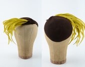 1940s hat/ 40s feather toque/ felted wool