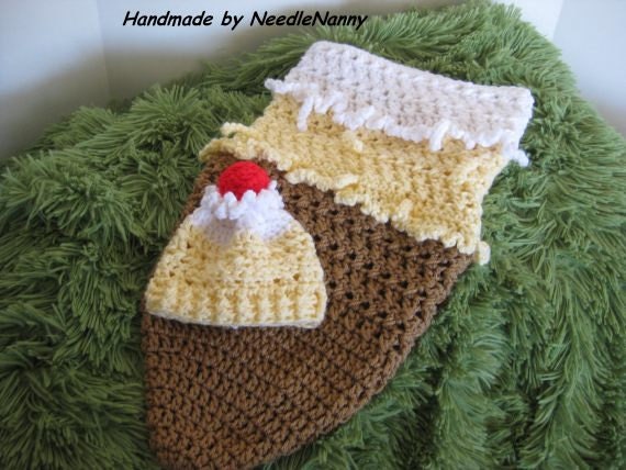 Crochet Cocoon Ice Cream Cone Lemon Swaddle Sack Baby Accessories Childrens Clothing Baby Blanket Hat Photo Props