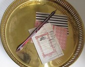 Sm Round Brass Tray-- Decorative Brass Tray with Handles--Vintage Brass Tray