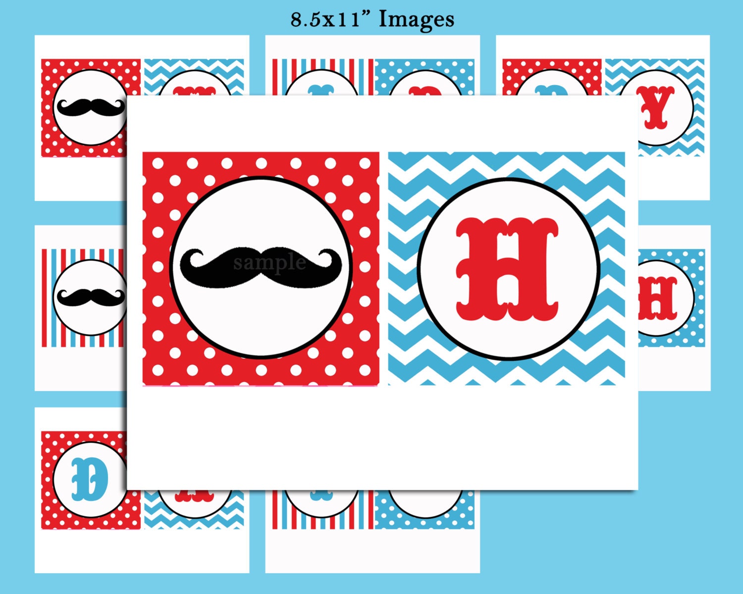 INSTANT DOWNLOAD - Little Man Mustache Happy Birthday Banner Printable - Mustache Bash Birthday Bunting Il_570xn