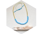 HALF OFF Point Break Necklace in Pale Green - African Trade Beads with Hand Cut Brass Tube and Czech Glass