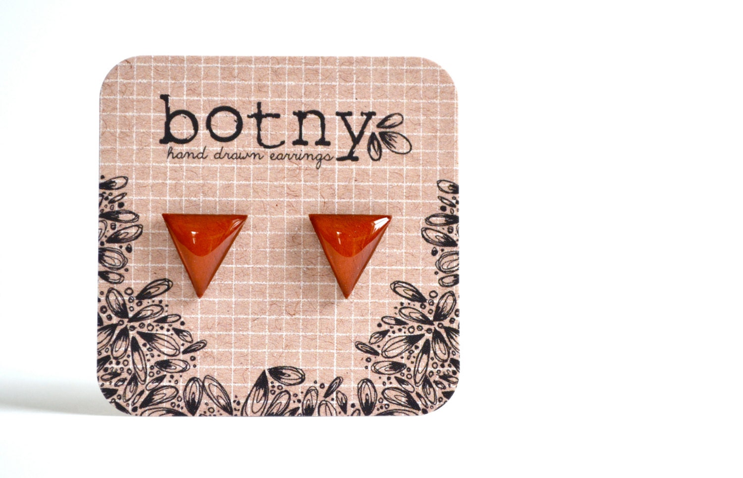 Rusty Terra Cotta Tribal Triangle Earrings