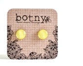 Canary Yellow and Snow White Very Thin Stripes Brook Earrings