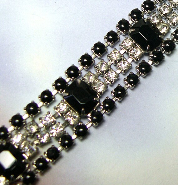 Vintage Juliana Bracelet, Juliana rhinestone bracelet, Juliana jewelry, black, crystal, antique, retro, old, rhinestone jewellery