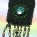 Upcycled Beaded Purse Necklace, beaded amulet bag, crocheted neck pouch. vintage beads, black, turquoise cabachon, black purse necklace