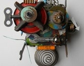 Recycled Art Assemblage  -  "Franken Bot"   -  Original Mixed Media