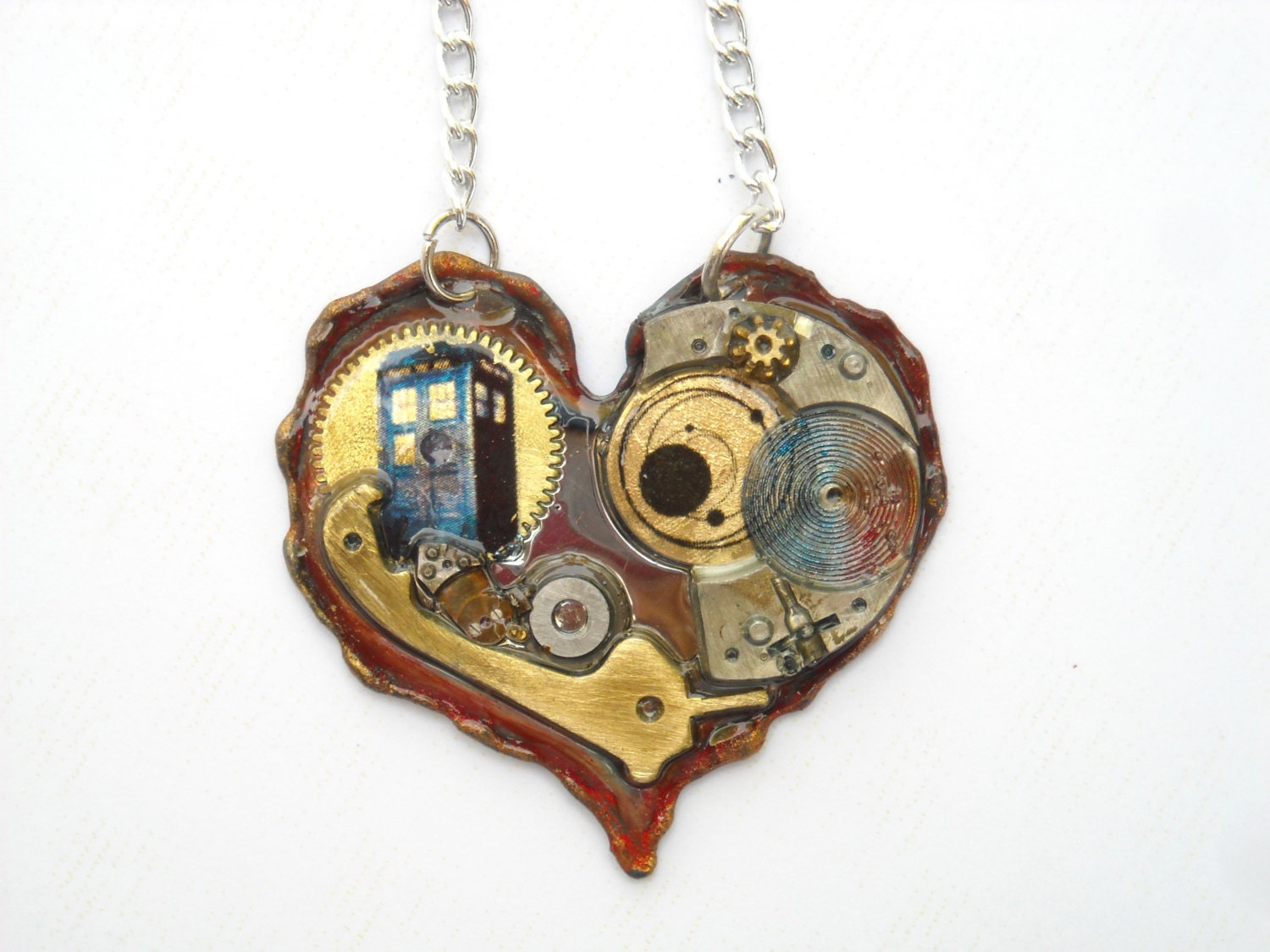 Doctor Who Necklace "Gallifreyan Technology Steampunk Heart"