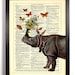 The Rhino and His Friends Repurposed Book Upcycled Dictionary Art Vintage Book Print Recycled Vintage Dictionary Page Buy 2 Get 1 FREE