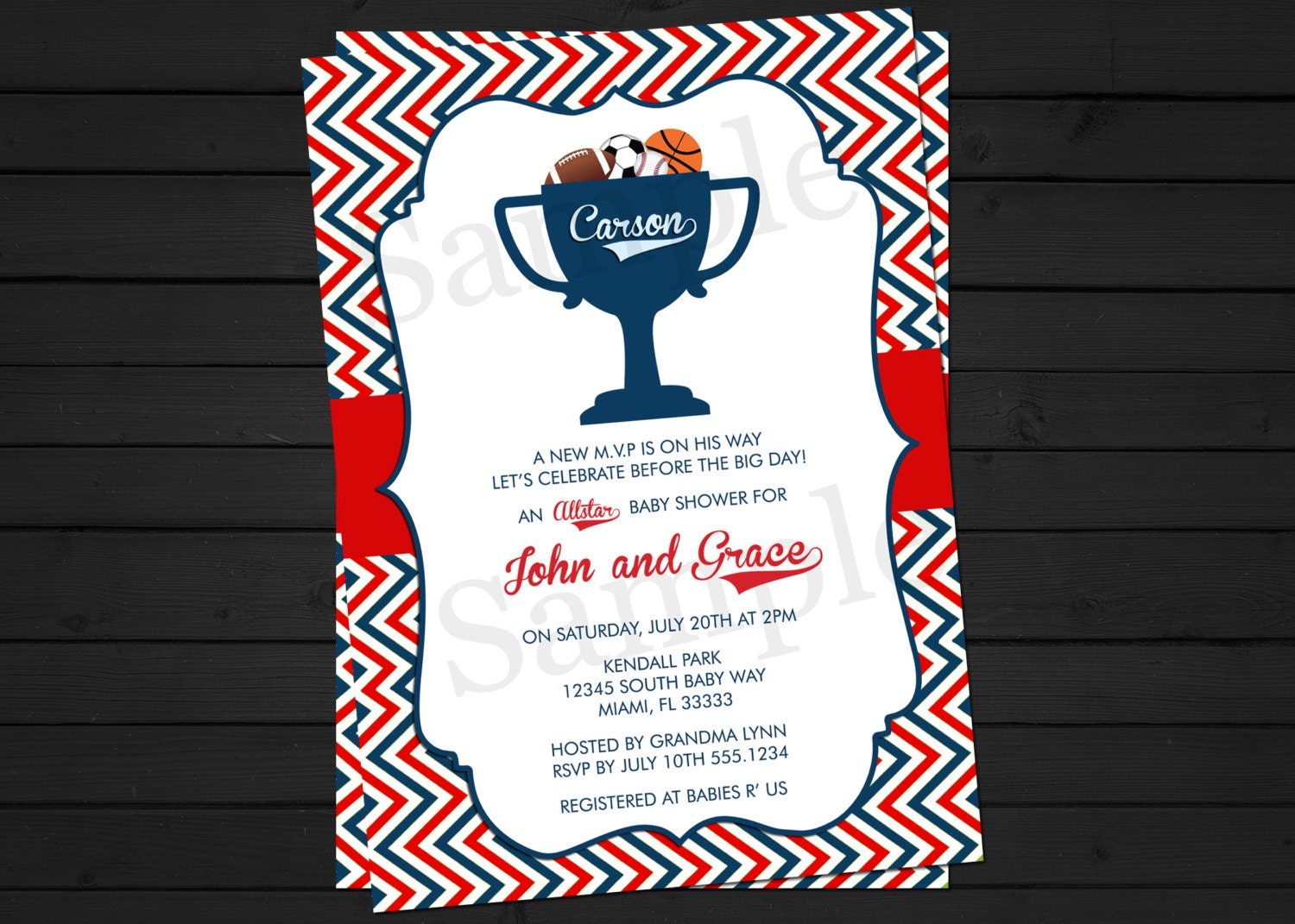 All Star Sports MVP Baby Shower Invitation Digital File YOU-PRINT Il_570xn