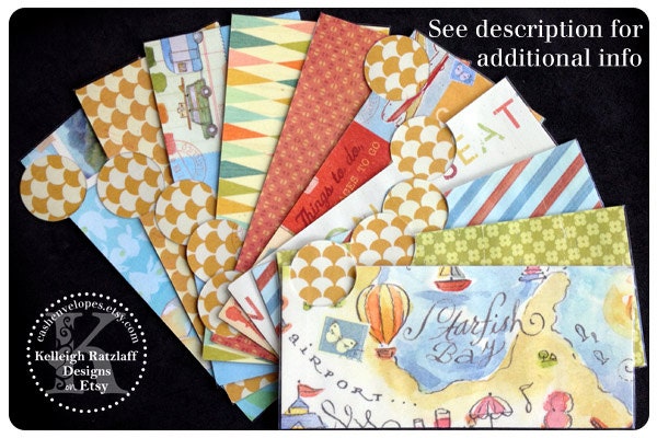 LAMINATED Cash Envelope System in World Traveler (10 envelopes)