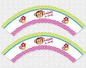 Monky Girl Party Cupcake Wrappers - Personalized Printable Il_170x135