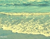Ocean Photography Sea Waves Beach New Jersey Fine Art Photography Aqua Turquoise Shabby Cottage Home Decor Bedroom Nursery