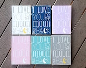 I Love You to the Moon and Back Typography Art Wood Sign - Small Size - Pick Your Colors