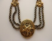 vintage locket necklace with flowers - victorian, romantic