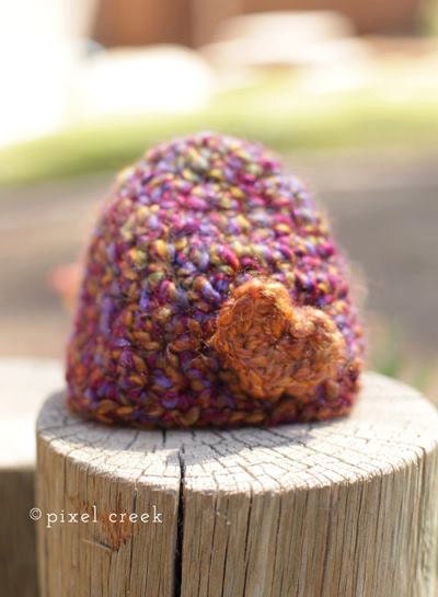 Preemie Baby Beanie - "Jellie Beanie" - Photography Prop Gift Purple Blue Pink Gold Heart Detail