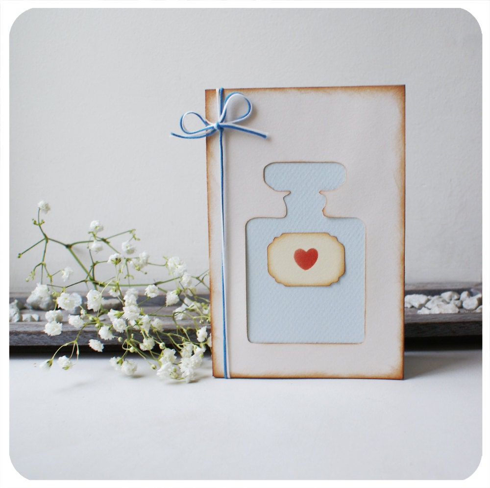Scent of Love - papercut greeting card - 4x6 inches