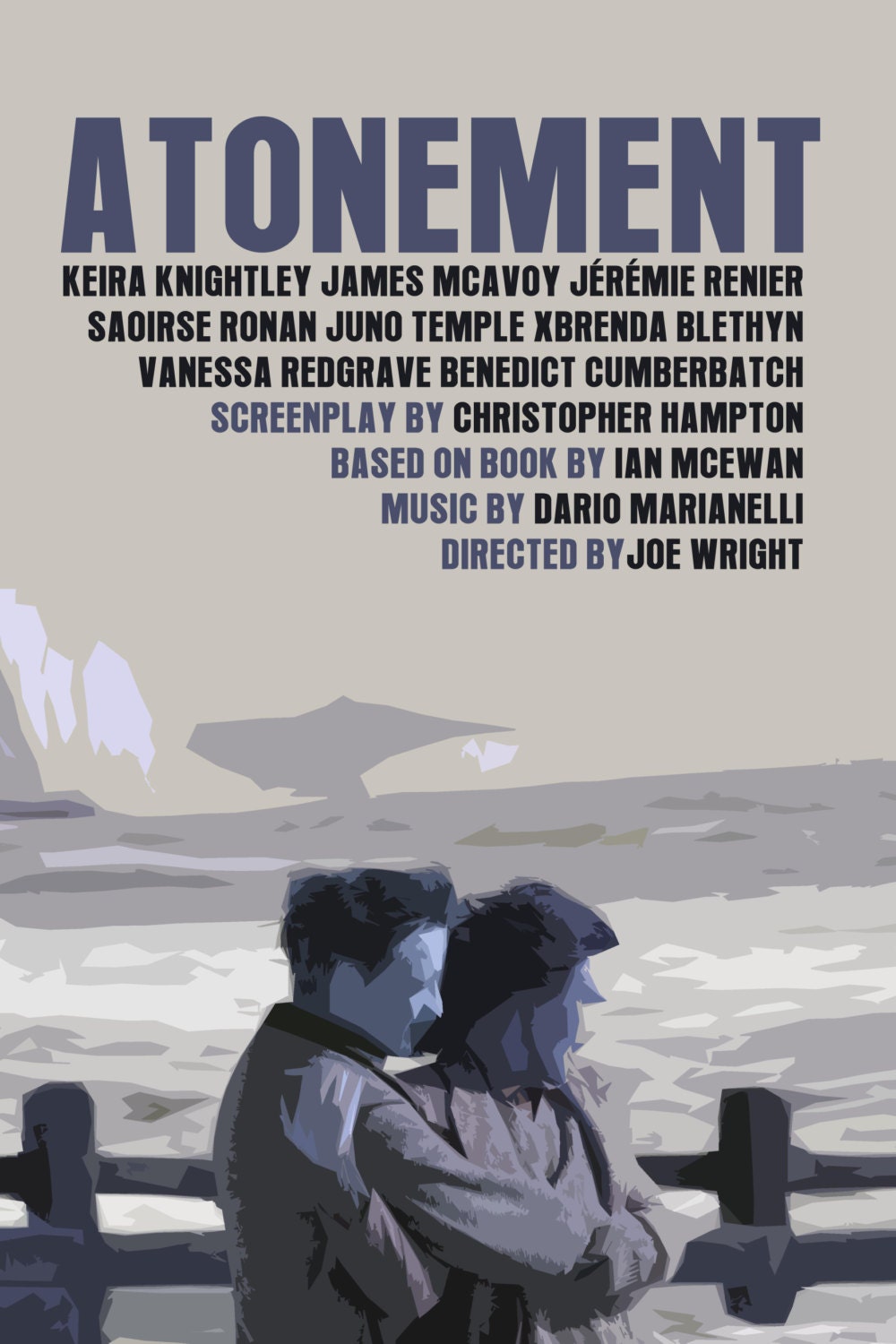 Lovers Movie Poster Set: Gone With The Wind / The English Patient / Atonement