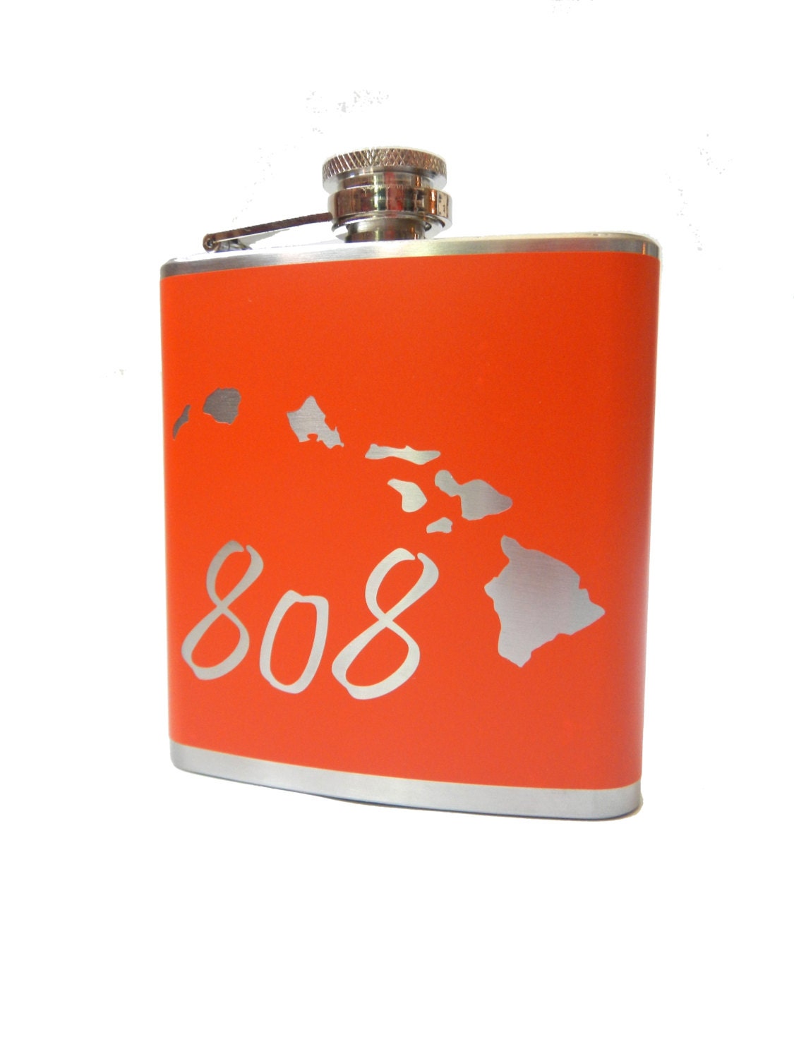 808 Hawaii Flask- alcohol, liquor, booze, wedding, bridal party, hip pocket- Personalized Custom - YOU pick COLOR
