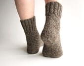 Hand Knitted Men's Socks - Made of Hand Spun Undyed Wool Yarn - 100% Natural Organic Warm Clothing
