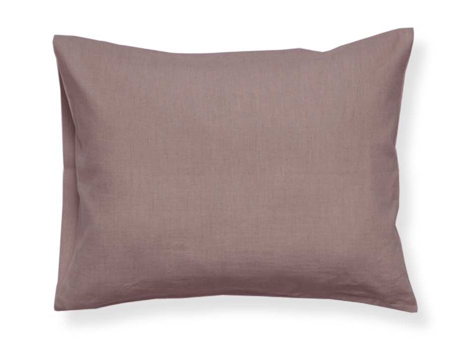 Soft linen pillowcases set New bedding design by Lovely Home Idea. Light purple certified linen, envelope closure