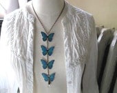 Blue Butterfly Unique Long Copper Chain Spring Summer Trend Butterflies