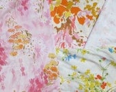 Mixed Lot Vintage Floral Sheets Reclaimed Upcycled Fabric Bedding Destash Pink, Orange, Yellow, Green Pastel and Bold Prints