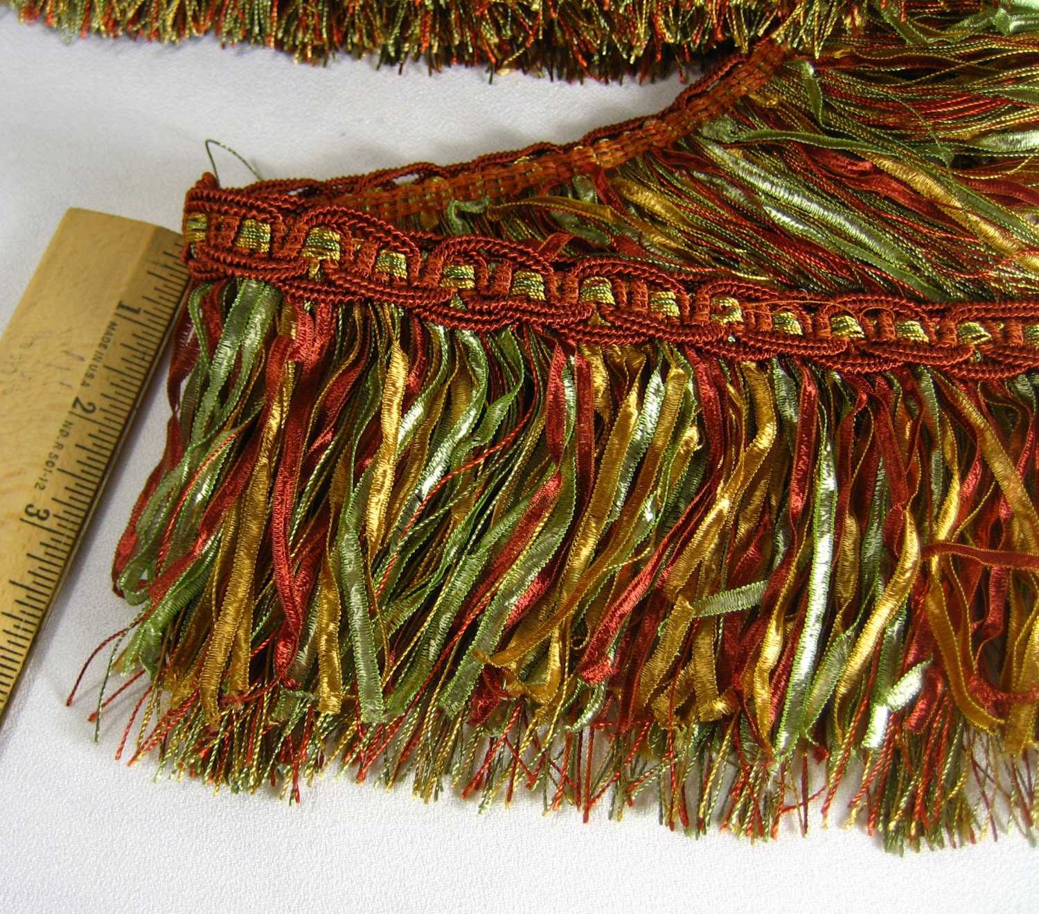 Fringe Amber Harvest ColorsGold Green Lush Trim Gimp for Decor 10 Yds