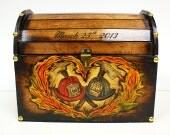 Firefighter Helmet Design: Wedding Card Rustic Chest Box CUSTOM