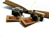 Vintage Style Camera Mini Wood Mounted Rubber Stamps Set of 2