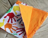 Lunchbox Napkins - Set of 4 - Colorful Hands with Orange - FREE SHIPPING