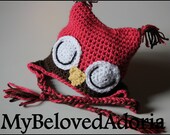 Infant baby owl hat with earflaps