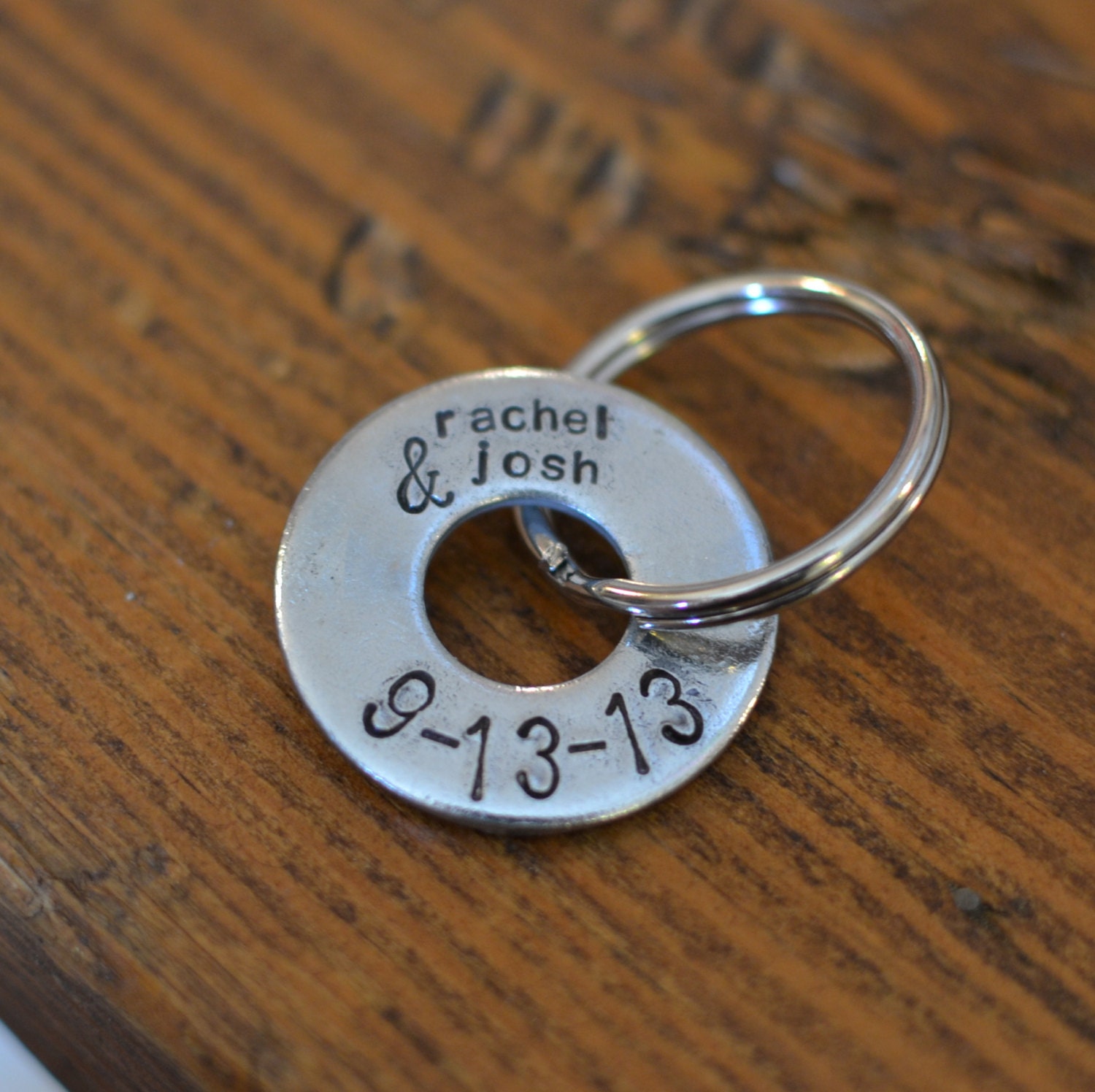 Handstamped Keychain for the Bride & Groom
