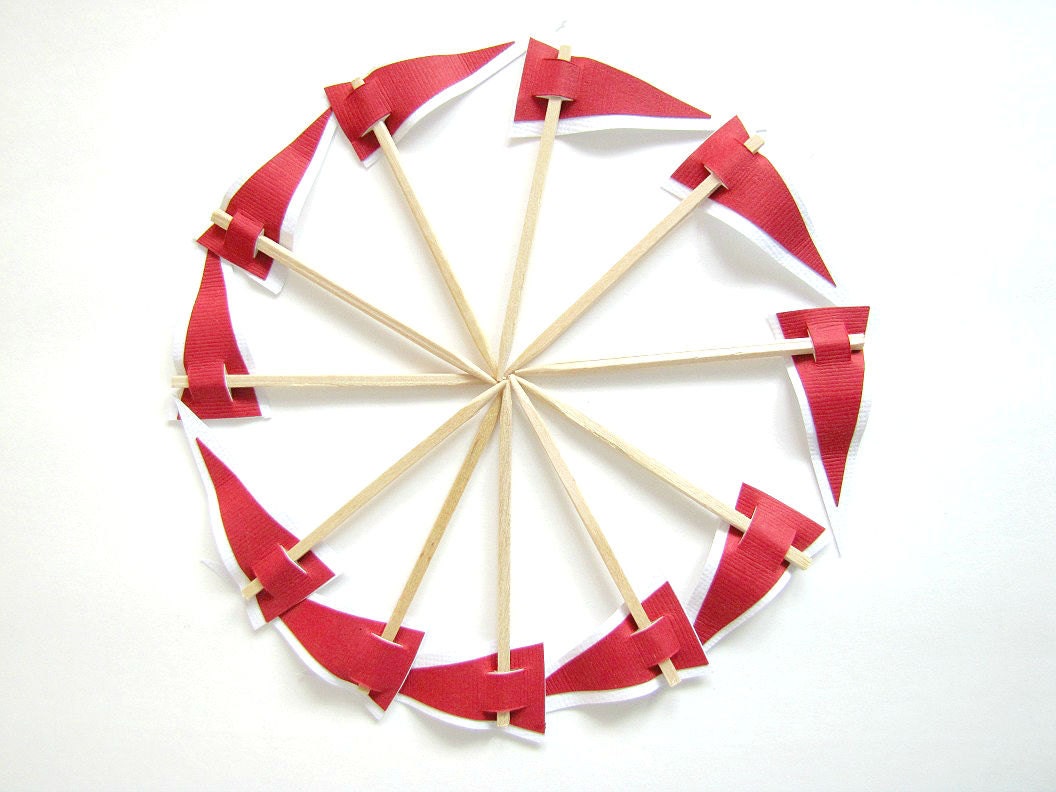 Red Cupcake Flags,Set of 12 by Kiwi Tini Creations