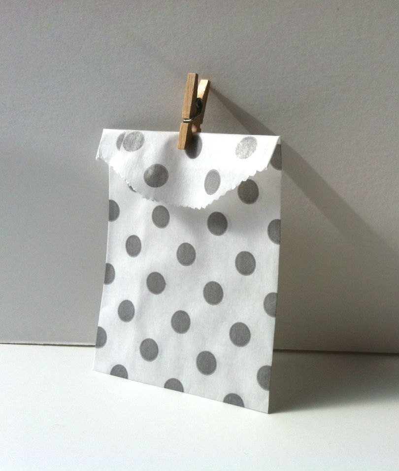Gray Polka Dots Treat Bags or Favor  Bags