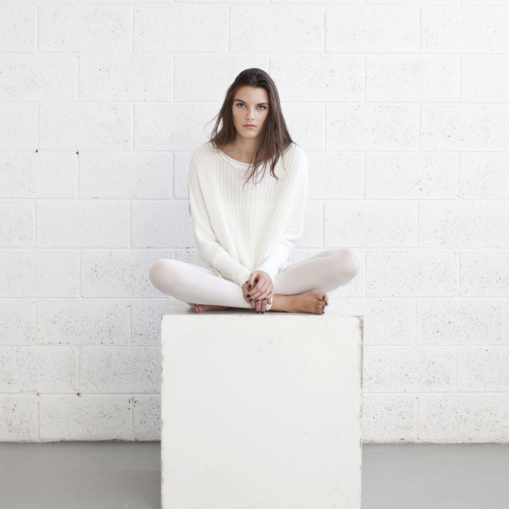 Winter fashion ,White Braided sweater,White sweater