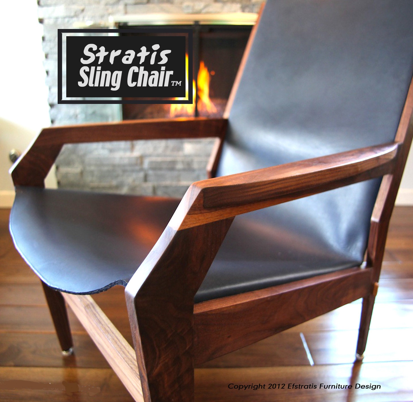 Stratis Sling, Handmade Original Design, One of a Kind Leather Lounge Chair, Mid Century Modern