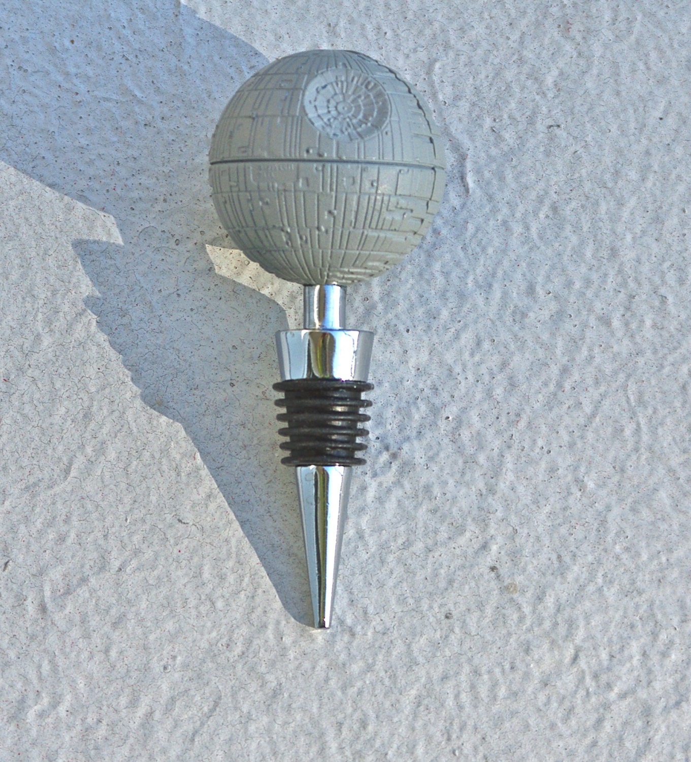 Star Wars Wine Stopper Death Star PLASTIC upcycled micro machine bottle home decor recycled geeky geekery gifts under 40