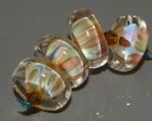Multi Pastel Rondelles - Handmade Lampwork Glass Bead Set -  SRA FHFteam Y3 GBUK UK Seller  Cpteam
