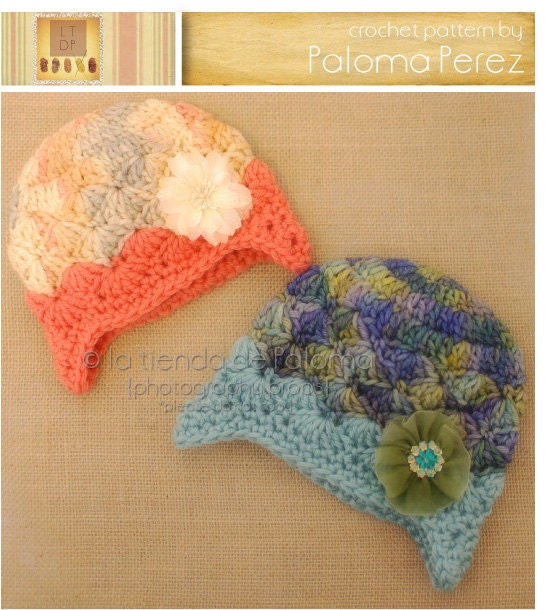 INSTANT DOWNLOAD - Crochet Baby Hat  Pattern - Flapper/bow shely hat crochet pattern - Baby hat crochet pattern