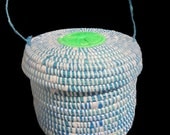 Blue and White Hand Woven Basket/Tote