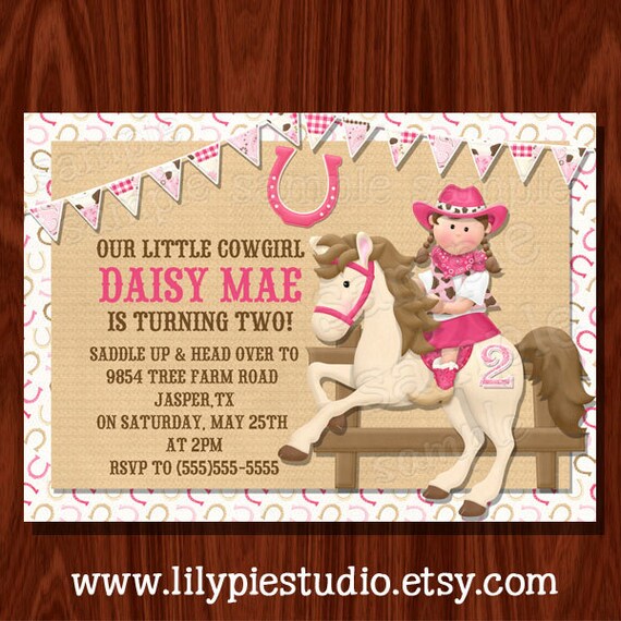 Cowgirl Themed Birthday Invitation printable digital file Il_570xn