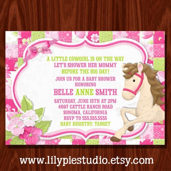 NEW Cowgirl themed Baby Shower/ Birthday Invitation Il_570xn