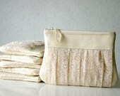 6 Bridesmaid lace clutch Ruched bags Pleated lace Pearl effect leather Choose your colour