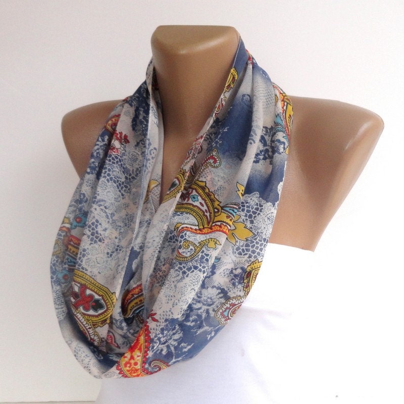 paisley infinity scarf , summer accessory for her, 2013 scarf trend chic & stylish , trendscarf for her