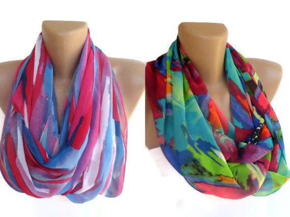 trend scarves, Two ,  infinity loop scarf circle scarves, TREND COLOR SCARVES women neon colors scarves